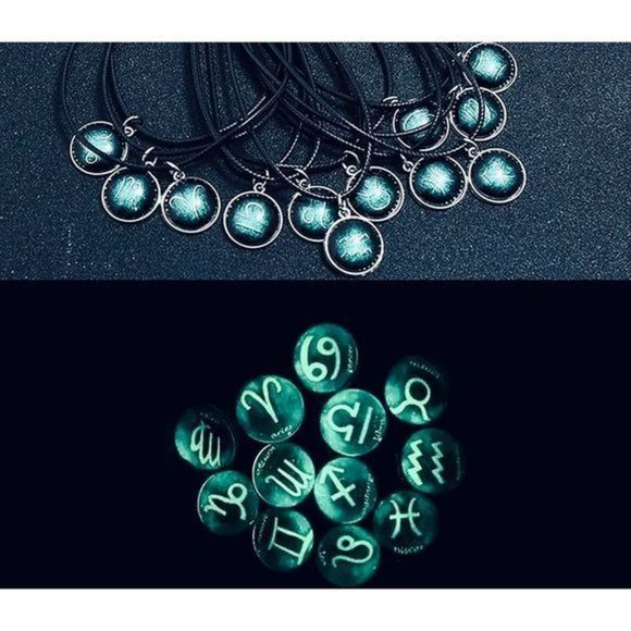 CANCER GREEN GLOW IN THE DARK ZODIAC STAR SIGN HOROSCOPE NECKLACE - Picture 15 of 15